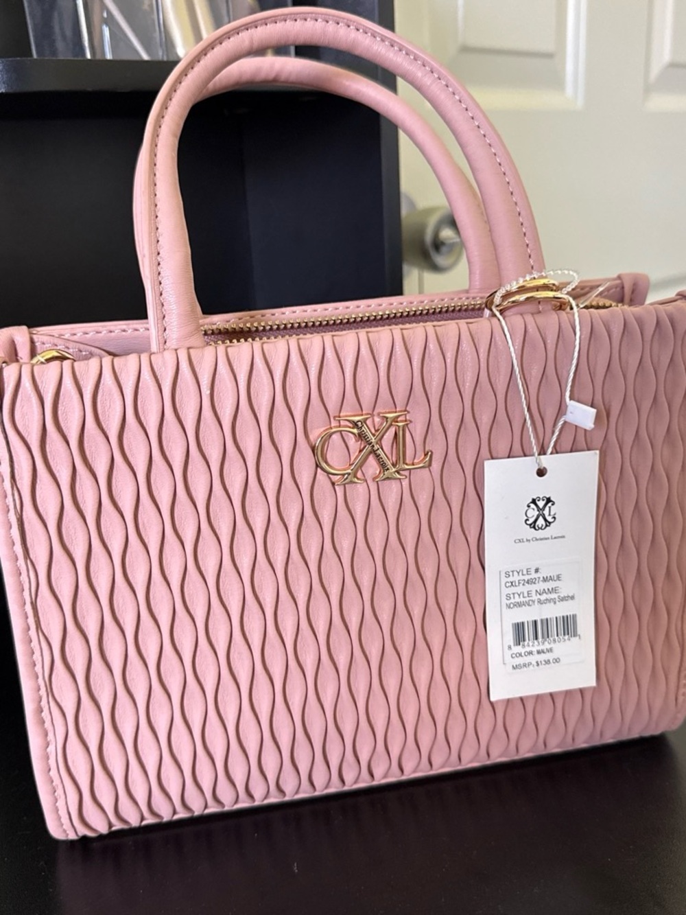 Quilted Top-Handle Shoulder Bag in Pink